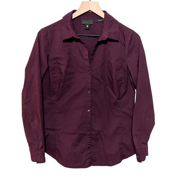 Worthington Shirt Womens 8 Purple Stretch Button Up Long Sleeve Blouse Top - Picture 1 of 6